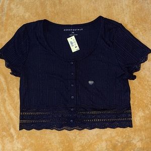 Aero Black Lace Bottom Cropped Tiny Top